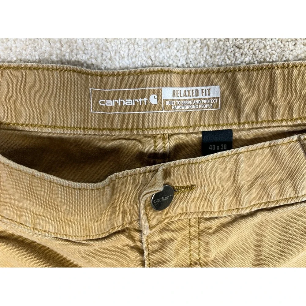 Carhartt Relaxed Fit Rugged Flex BN2517-M Canvas Work Pants Mens 40x30 Tan *Read